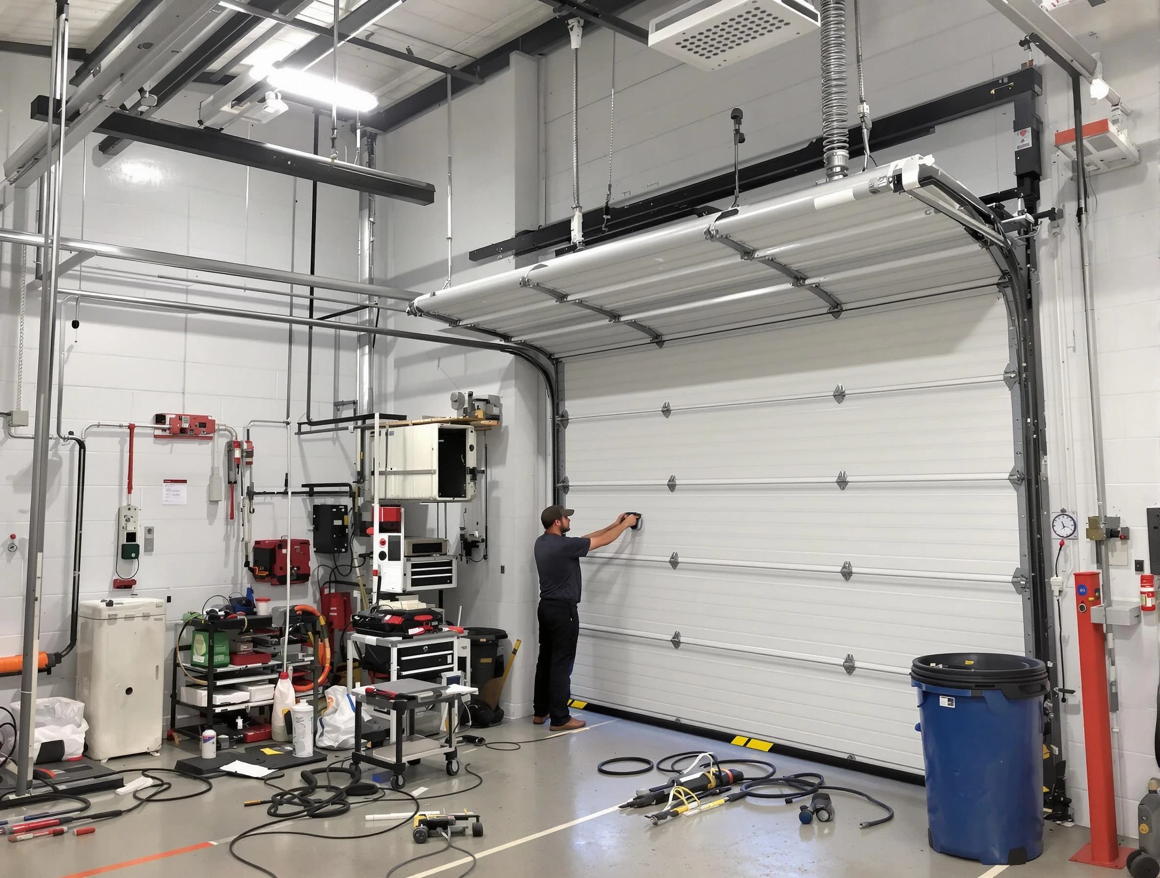 Lone Tree Garage Door Repair certified technician performing commercial door repair at a Lone Tree business facility