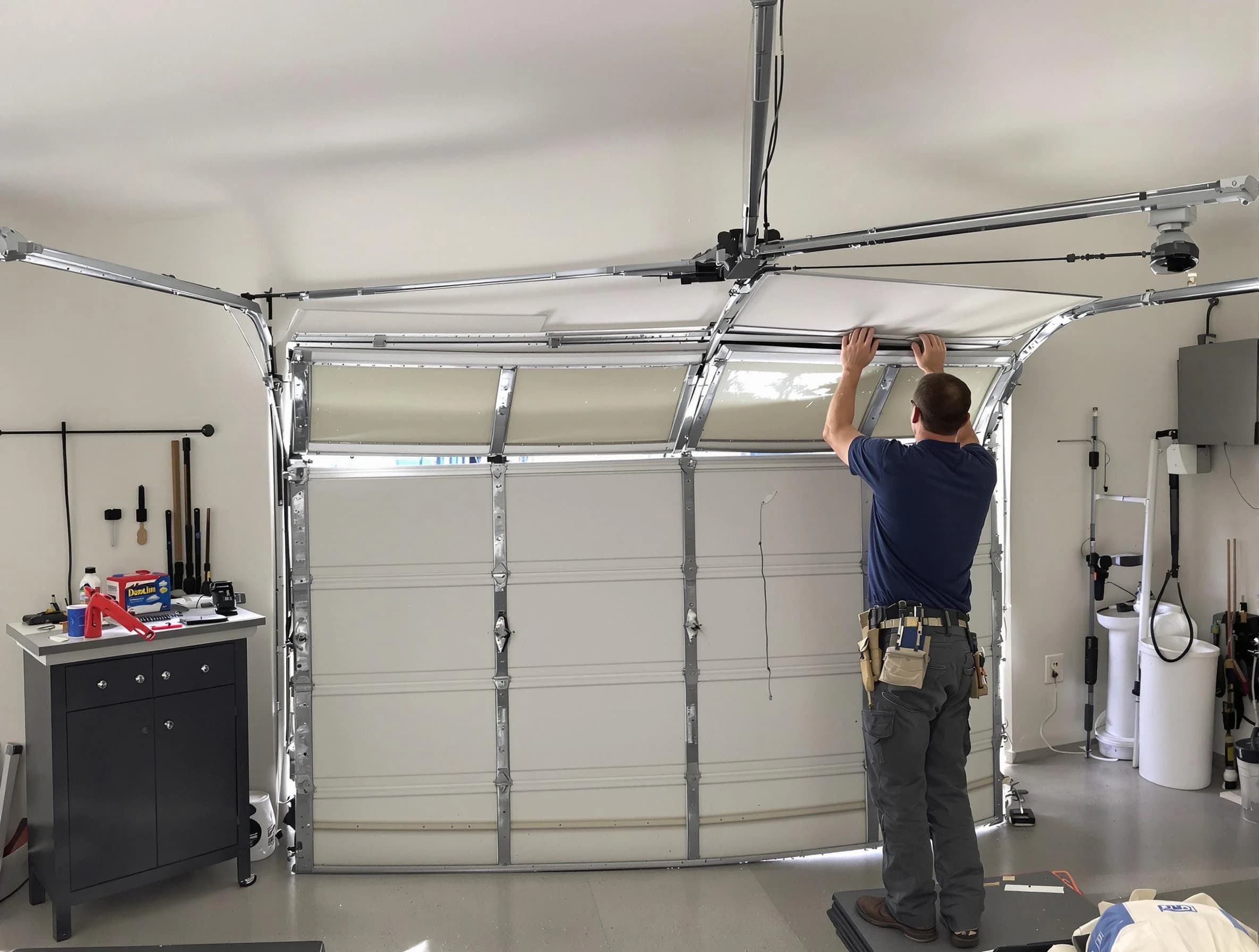 Lone Tree Garage Door Repair specialist performing precise section replacement on Lone Tree garage door