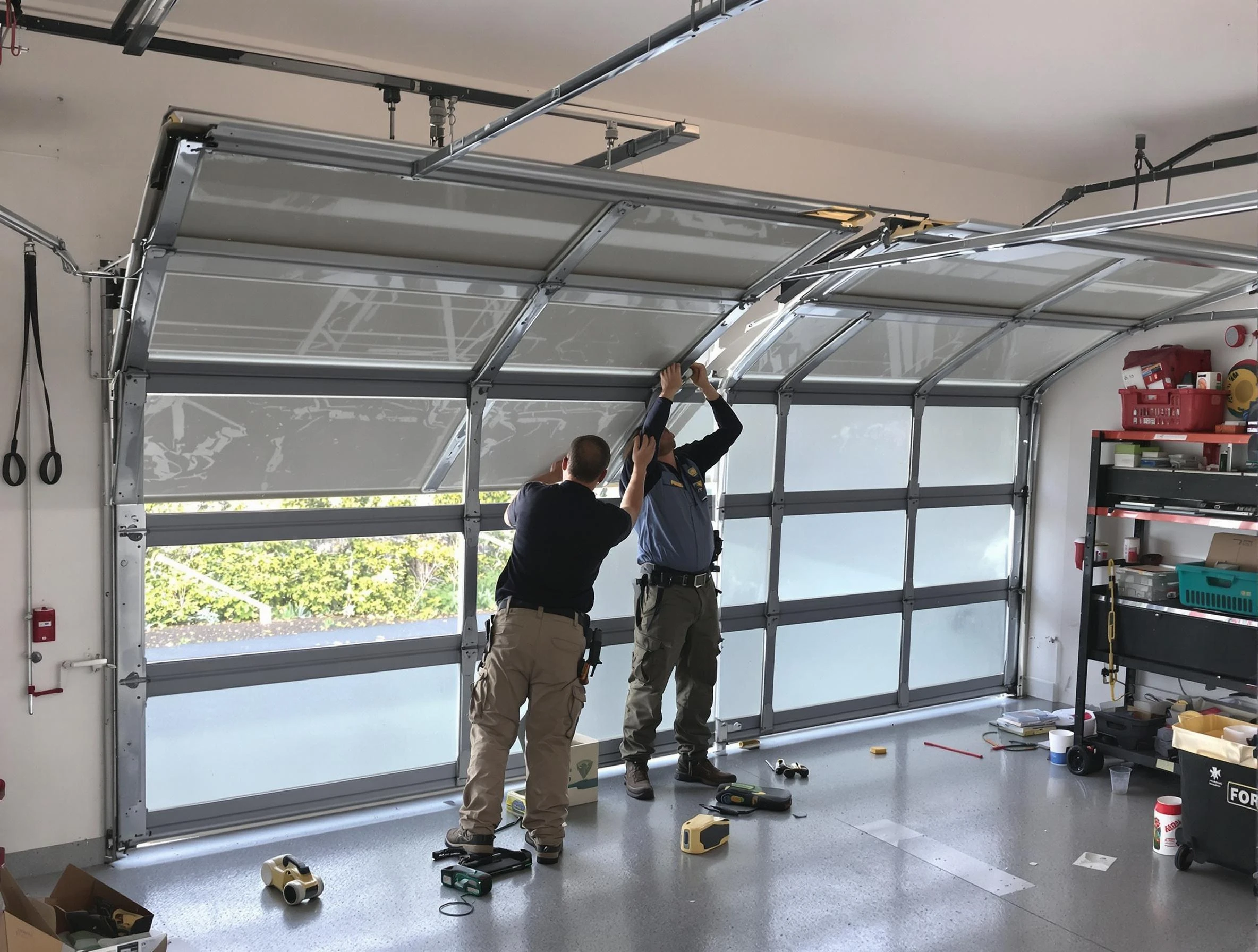 Lone Tree Garage Door Repair expert performing precise panel replacement on Lone Tree garage door