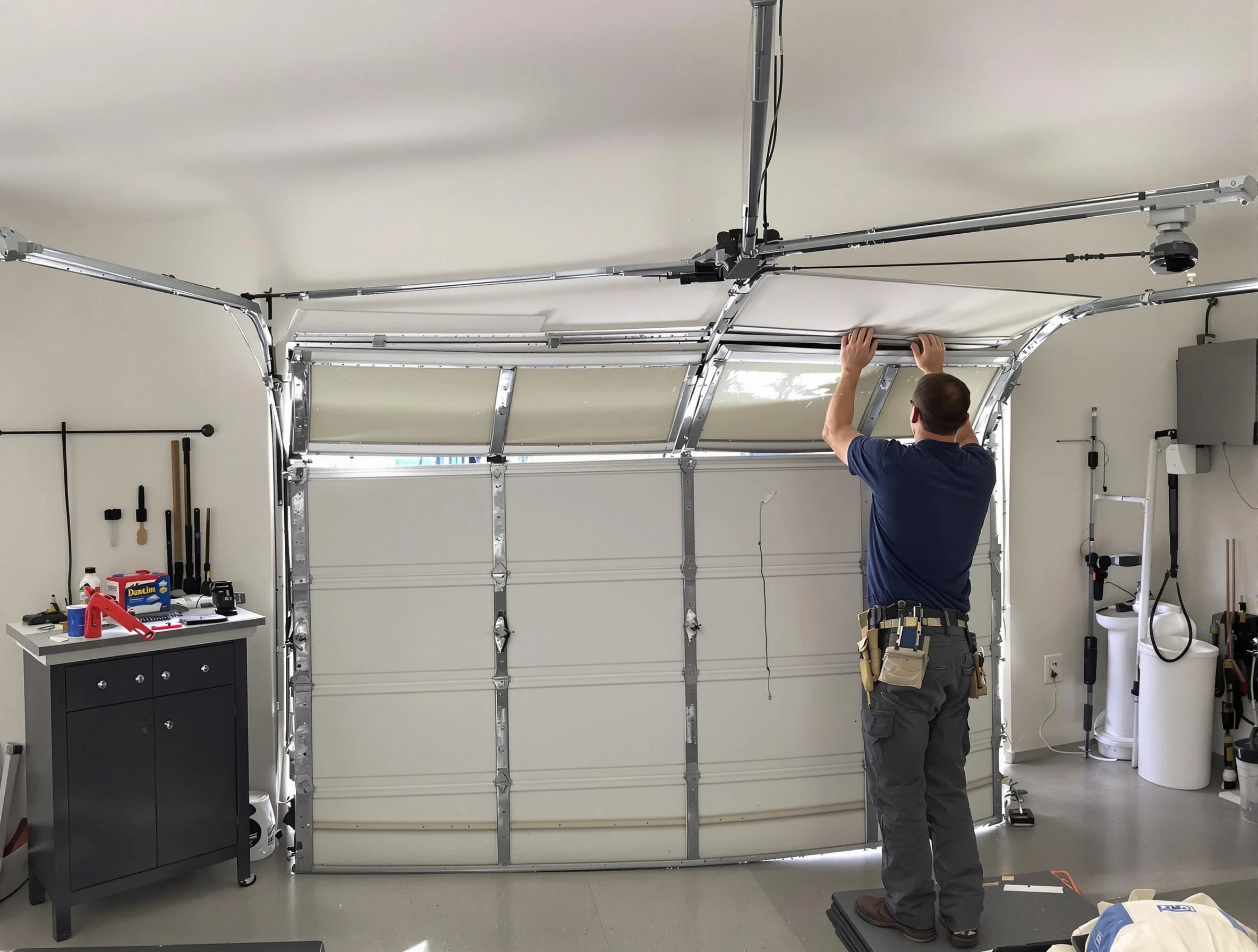Lone Tree Garage Door Repair specialist performing precise section replacement on Lone Tree garage door